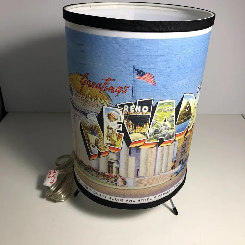 Lamp-In-A-Box Reno Nevada Hotel Riverside Pattern Silver Lamp, 12